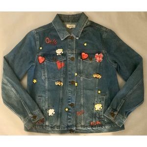 River Island Printed Denim Jacket Sz M/ UK14